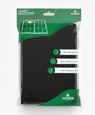 ANDES PROTECTION - 9 POCKET LEATHER CARD BINDER - BLACK